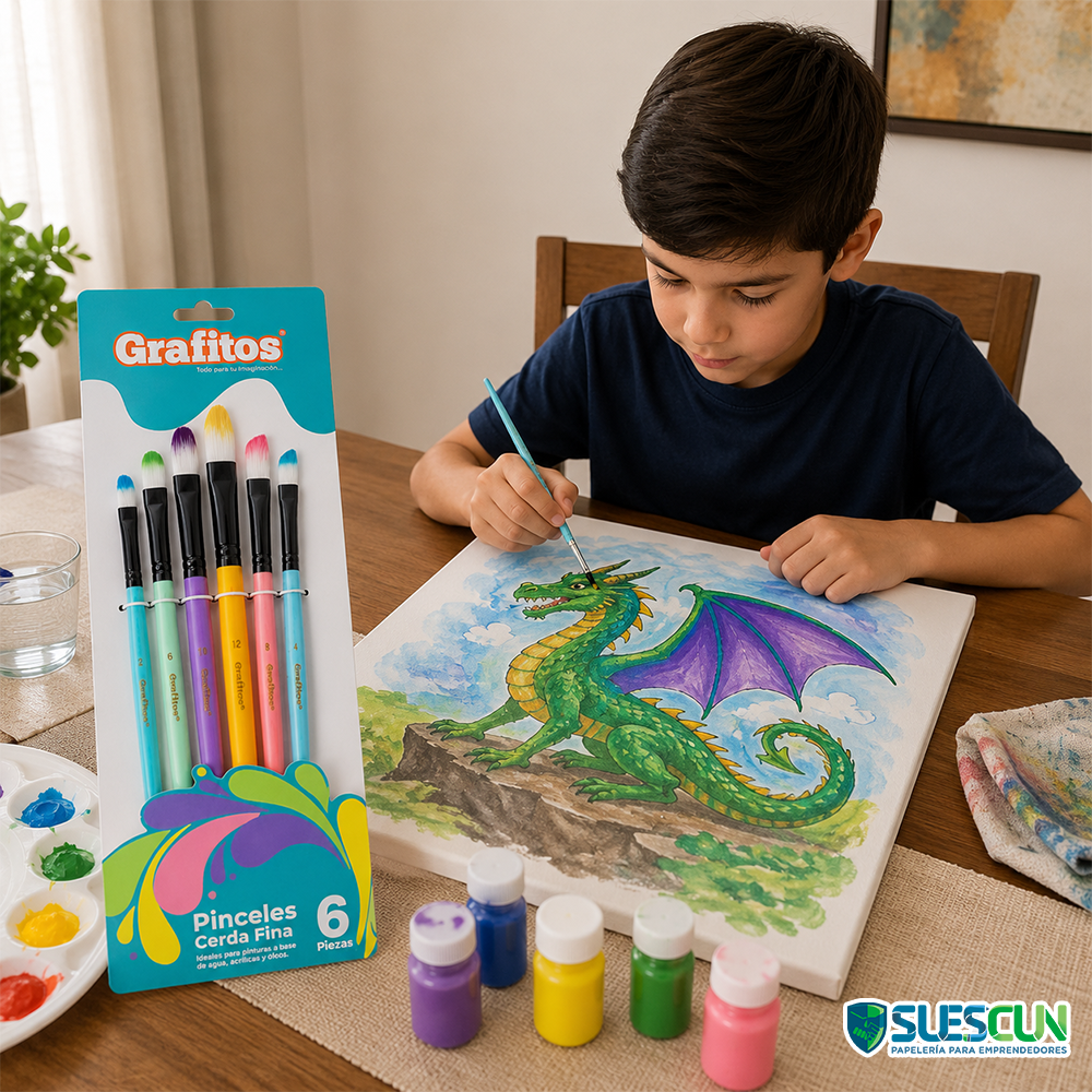 SET PINCEL SU-260 GRAFITOS X 6 LENGUA DE GATO PASTEL - Imagen 2