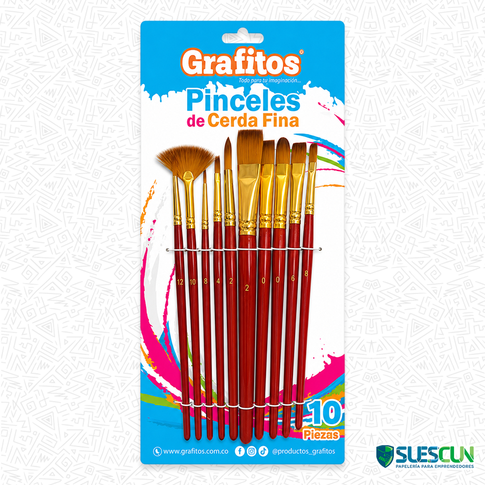 Pinceles Cerda Fina Grafitos x10