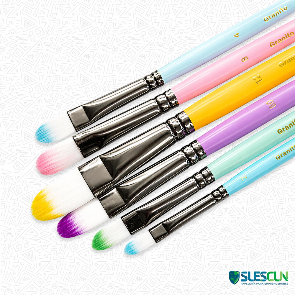 Set Pinceles Lengua De Gato Grafitos x6