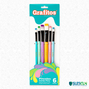 Set Pinceles Planos Grafitos x6