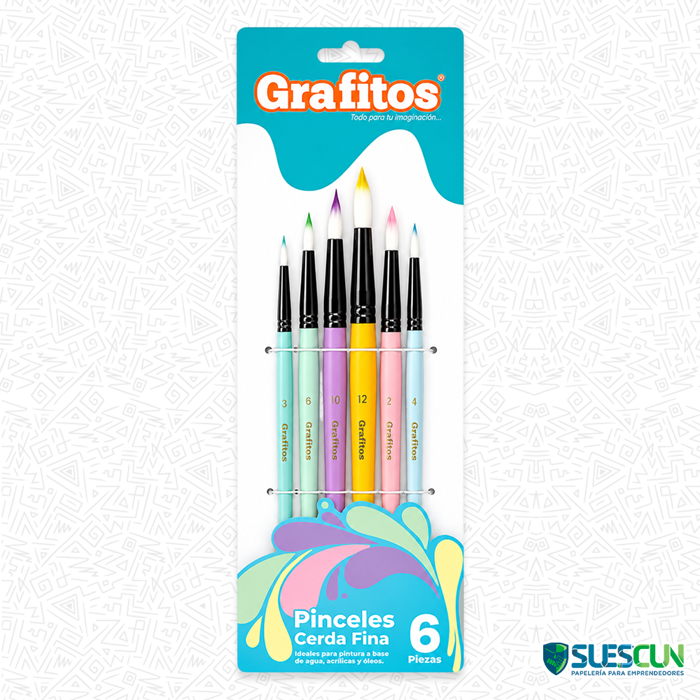 Set Pinceles Redondos Grafitos x6
