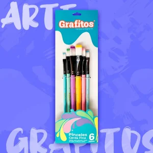Set Pinceles Planos Grafitos x6