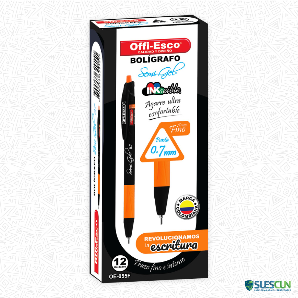 Bolígrafo Semi Gel Negro Offi Esco OE-055F - Imagen 2