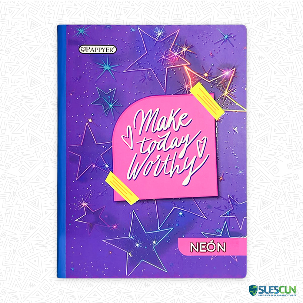 Cuaderno Cosido Cuadros Neón Niña 100H