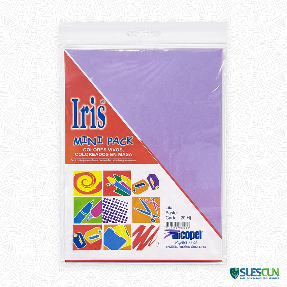 Paquete x20 Hojas Iris Carta Lila Pastel