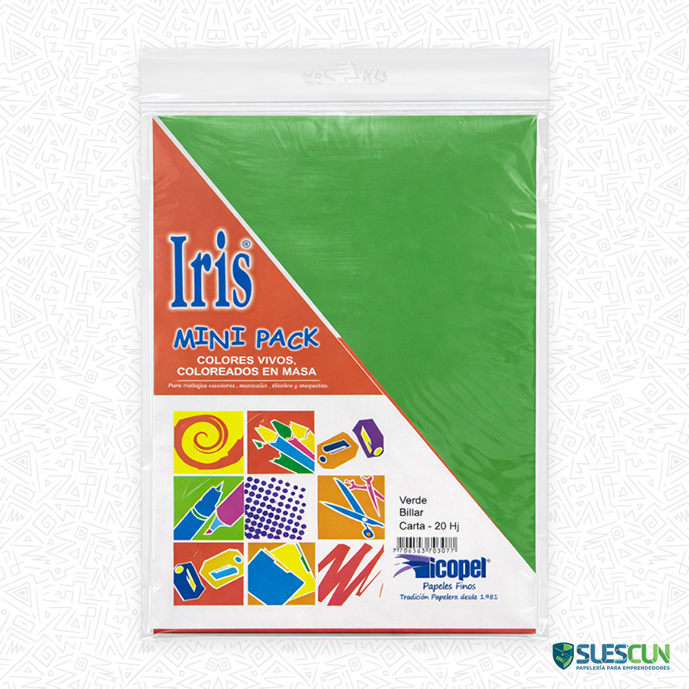 Paquete x20 Hojas Iris Carta Verdes