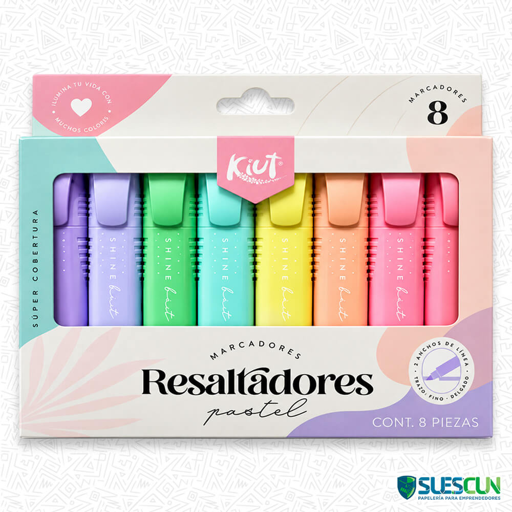 Resaltadores Pasteles Kiut x8 Und