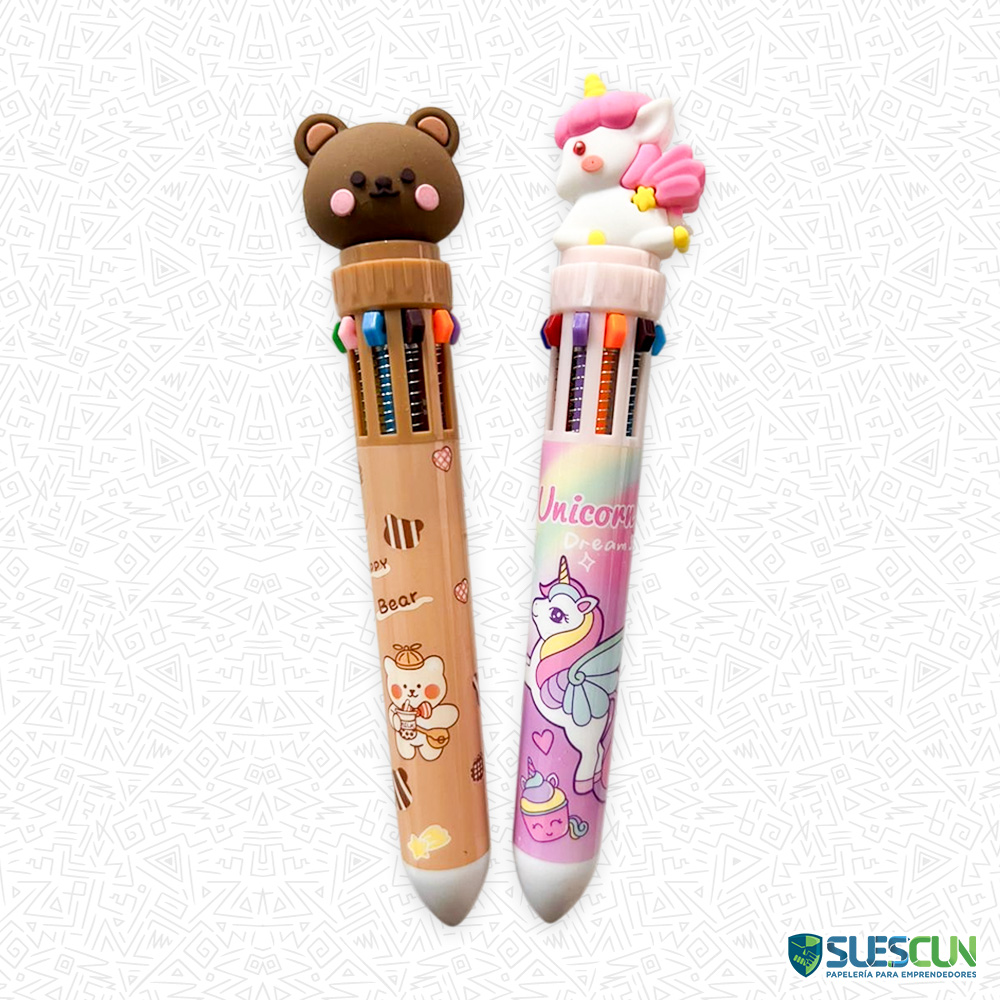 Bolígrafo 10 Minas Kawaii Unicornios/Osos
