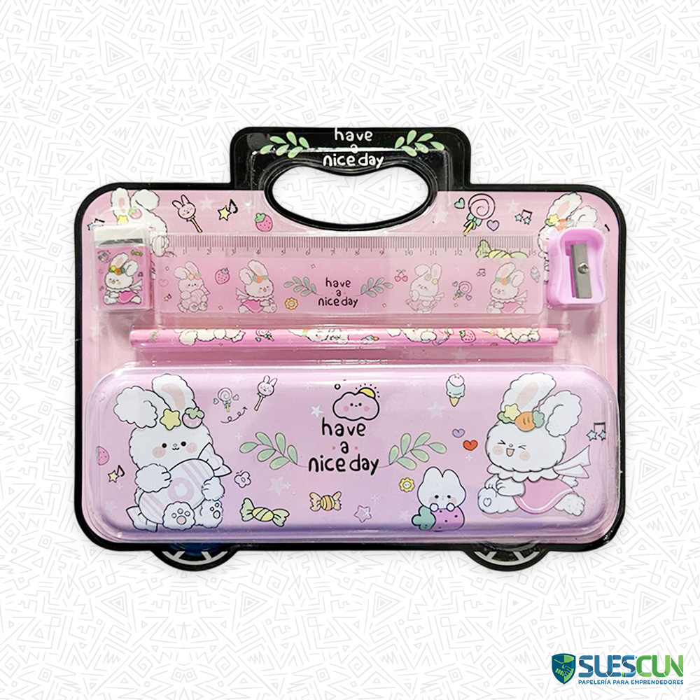 Kit Cartuchera Metálica Kawaii