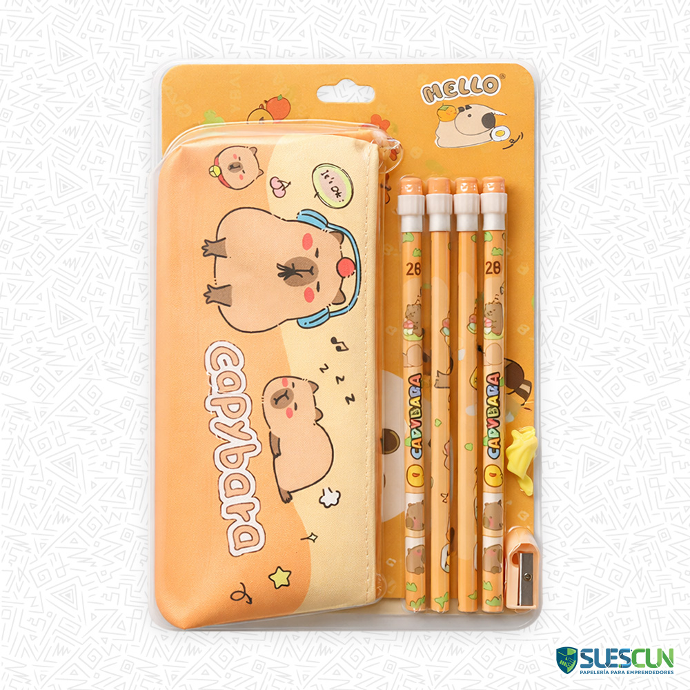 Cartuchera Capibara con Lápices