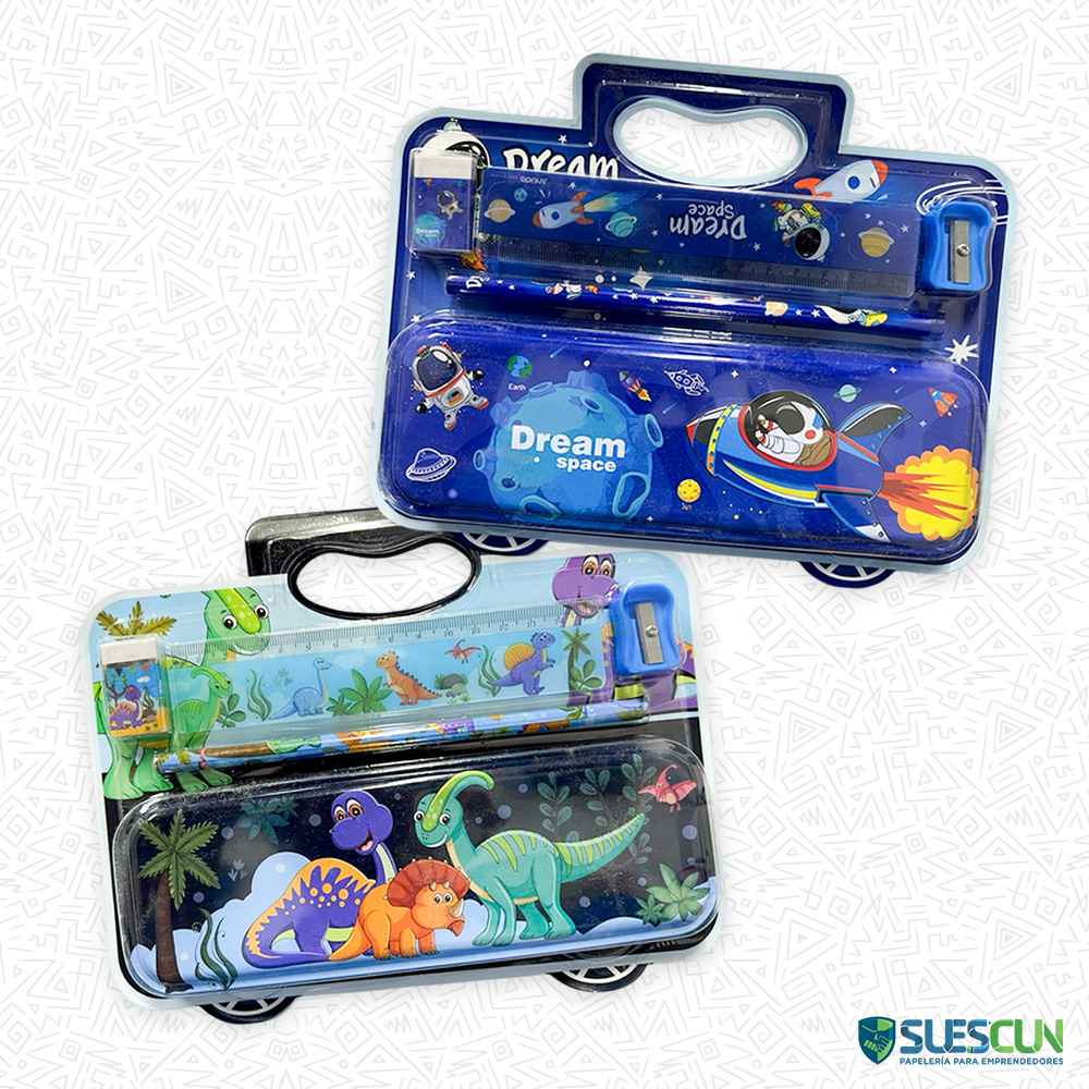 Kit Cartuchera Metálica Kawaii