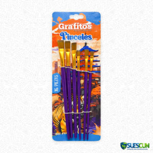 Set Pincel Plano Grafitos x6