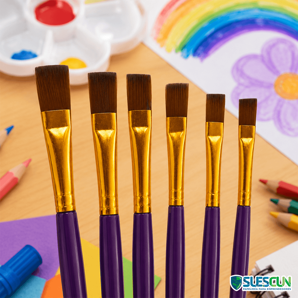 Set Pincel Plano Grafitos x6