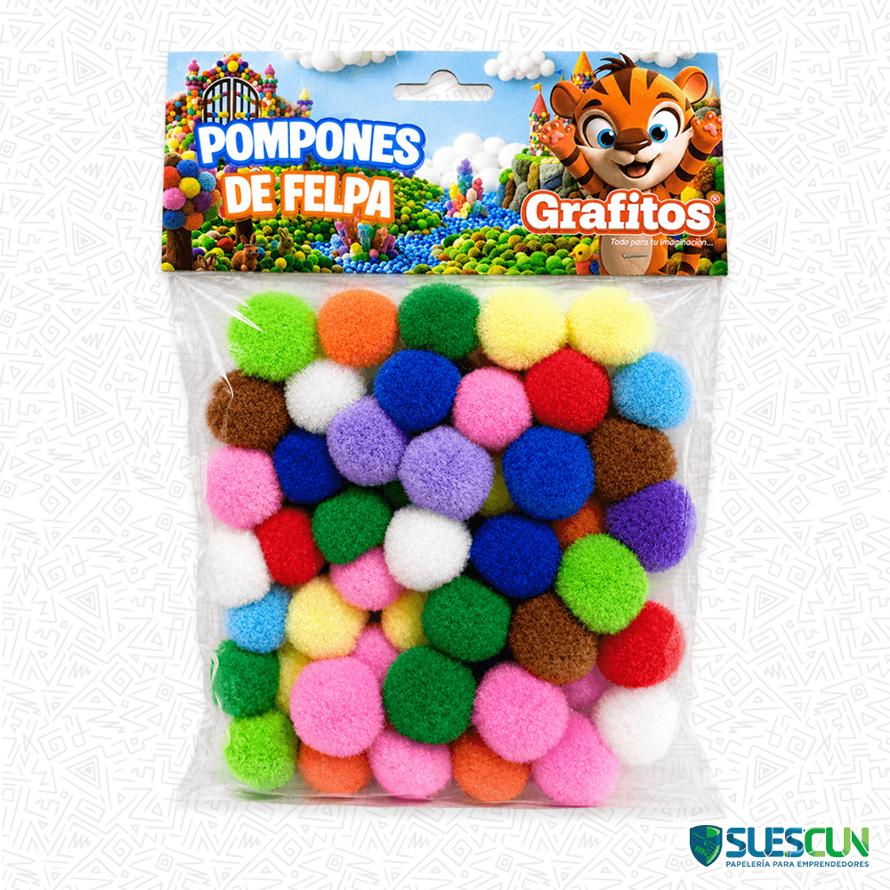Paquete de Pompones Grafitos Medianos