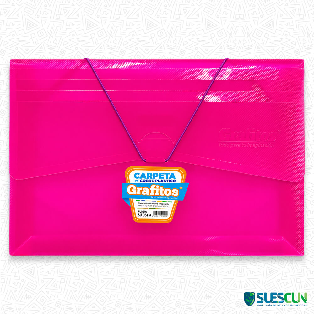 Carpeta de Sobre Plástica Fucsia