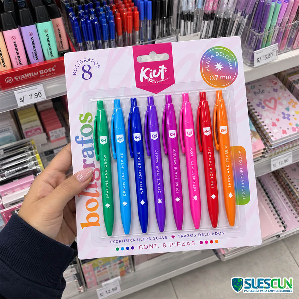 Set Bolígrafos 0.7mm Kiut x8 Und