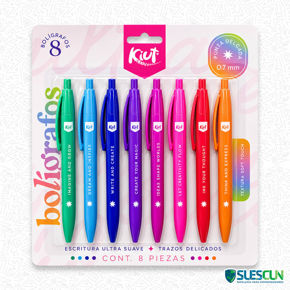 Set Bolígrafos 0.7mm Kiut x8 Und