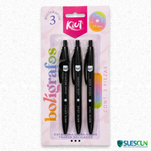 Set Bolígrafos Negros 0.7mm Kiut x3 Und